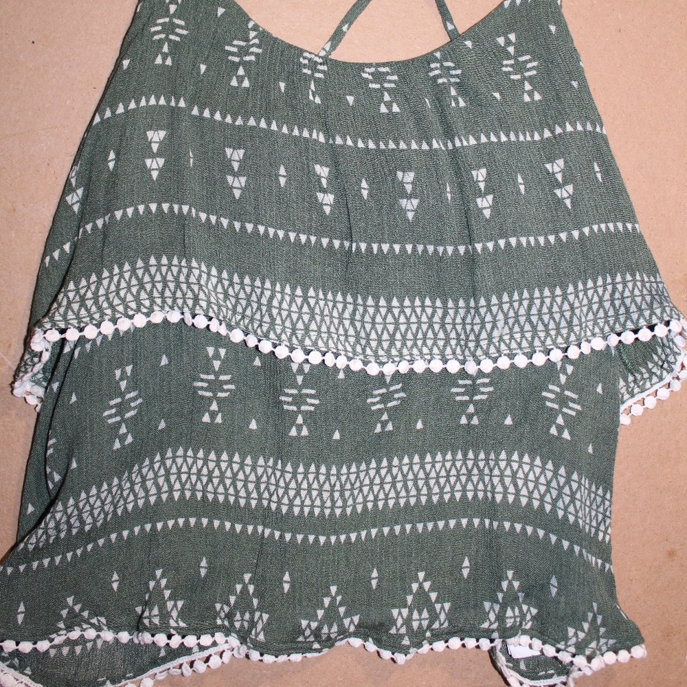 green and white layered tank
